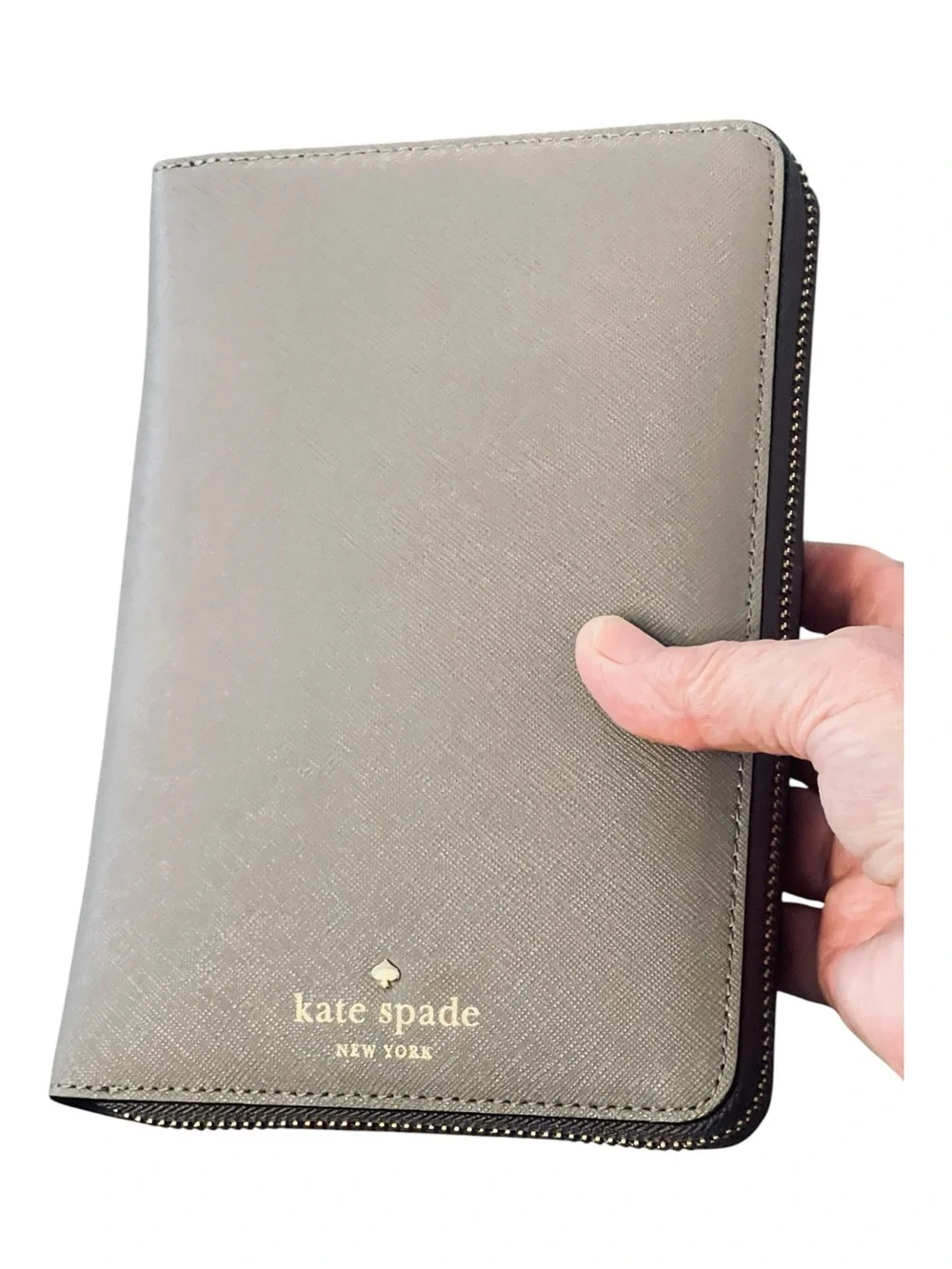 kate spade Unused Taupe Leather Planner 6 Ring Organizer Agenda